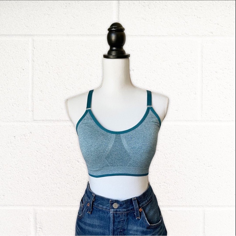 Teal Blue Seamless High Impact Sports Bra - With Padding!